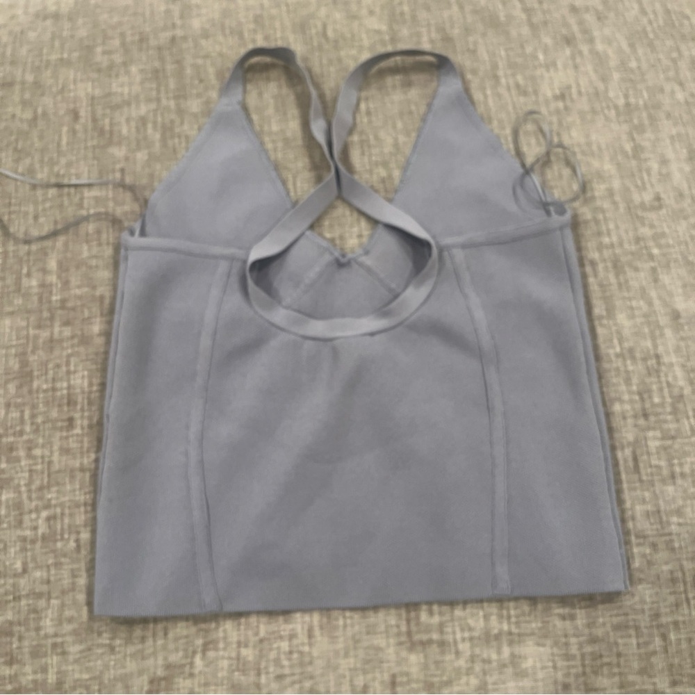 Zara knit Tank Top Womens medium blue Sleeveless Basic Minimal - Picture 5 of 7